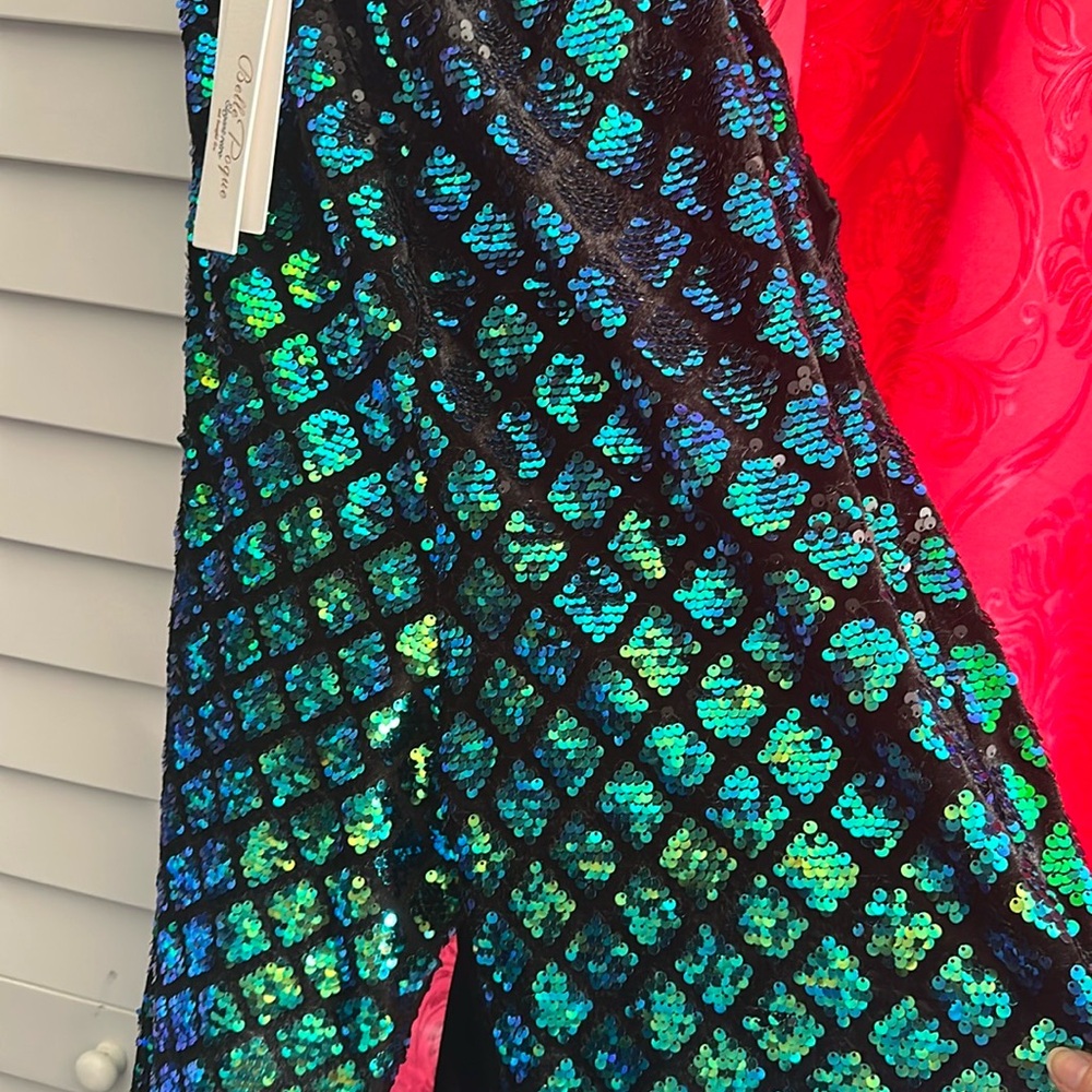 NWT Belle Poque sequin jumpsuit in blue green mermaid colors